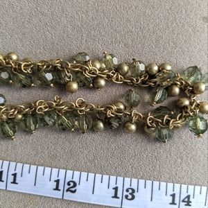 🛍️3/$15--green and brass beaded jingly necklace